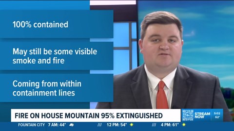 Rural Metro: 95% of the House Mountain fire extinguished, 100% contained
