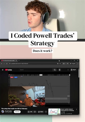 Powell trades’ daytrading strategy, coded and tested programmatically. Let results included its ~22% chance of passing a TopStep $150k combine (~54% chance of timing out due to infrequent wins), $1,200 mean payout value, $221 net EV per account, and lack of statistically positive per-trade EV. #powelltrades #programming #quant