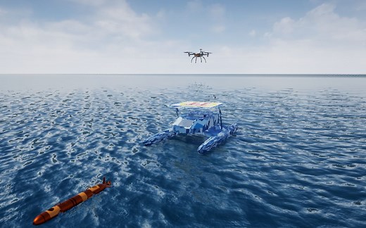 使用Matlab的simulink和UE4联合仿真水面无人艇(USV)和无人机(UAV)的X0Z平面的动态对接过程