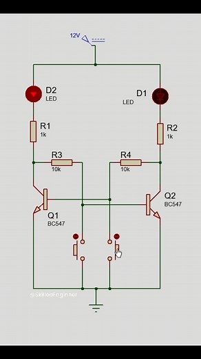 Set-Reset Latch Circuit using Transistor #Electronics #Transistor | Electronics Byte