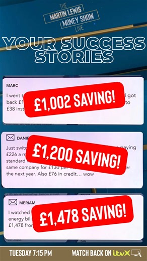We loved all your big bill savings from our last energy show! 💡🔋 Did you save? Looking for a better deal? You won’t want to miss our energy show at 7:15pm tomorrow on ITV1 and ITVX! ⚡ #MartinLewis | The Martin Lewis Money Show Live