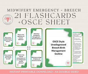 Midwifery Emergency Management - Breech Flashcards (PDF Download) - Etsy Canada