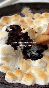 Dark Chocolate S’mores Pudding Cake - full recipe below