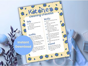 Kitchen Cleaning Checklist PDF | Blueberry Design | Daily to Seasonal Tasks - Etsy UK