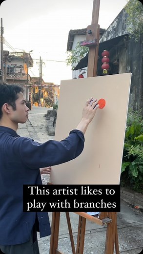 This artist paints a branch and then strikes it against a canvas, resulting in minimalist and captivating art. Each strike leaves a distinct mark, making every piece unique and unpredictable. By utilizing natural materials like branches, this technique emphasizes a connection with nature and encourages creativity without the need for specialized tools. It’s an accessible method for anyone looking to explore art, proving that inspiration can come from the most ordinary objects. Artist 46101871539