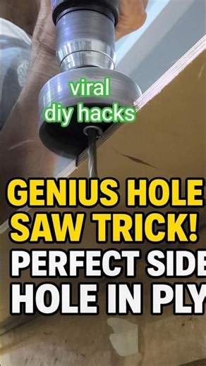 Genius Hole Saw Trick! PERFECT Side Holes in Plywood Without Breaking It! #shorts #woodworking #diy