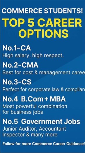 🔵 TOP 5 Career Options for Commerce Students | Must Watch!