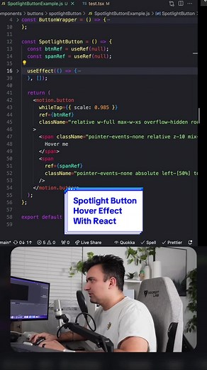 Spotlight button hover effect with React #coding #programming #webdeveloper #techtok #frontend #reactjs #softwaredeveloper