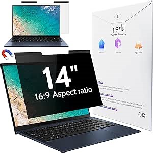 Magnetic Laptop Privacy Screen 14 inch for 16:9 Computer Monitor, 14" Removable Anti Glare Protector Blue Light Filter Shield Compatible with Lenovo Hp Dell Acer Asus Thinkpad Envy Xps