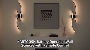 Battery Operated Wall Sconces with Remote Control, Stepless Colors 3000K-6000K & Dimming, LED Black Wireless Wall Light for Living Room, Hallway, Bedroom, 39.3 Inch (1 Pack)