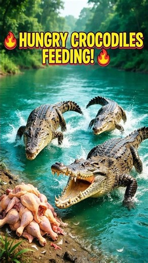 Feeding Time for Hungry Crocodiles #crocodile #animals #wildlife #wildanimals #skills #hungry