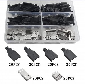[Hot Item] USB2.0 Type a Male Female 4 Pin Plug Socket Connector with Black Plastic Cover Dia. 3.2mm