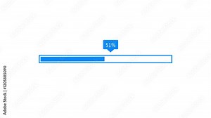 Loading bar animation with indicator shape, load 0 to 100% blue color animation, line zero to hundred percent loading bar