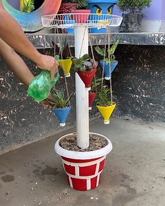 49K views · 245 reactions | How to make a colorful Hanging Planter tower #walldecor #decor #diy #crafts | Deep's CRAFT | Facebook