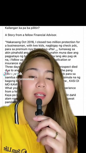 True to life story from a fellow Financial Advisor... 💔 Please never ever delay getting a Life Insurance 🥺 (No names were mentioned to respect the privacy of the family -- and sharing this not to humiliate but to serve as a lesson to all 🙏🏻) . . #lifeinsurancematters #beinsuredtoday