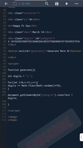 Amazing Pi Day Animation using HTML CSS JavaScript | Happy π Day Web Project