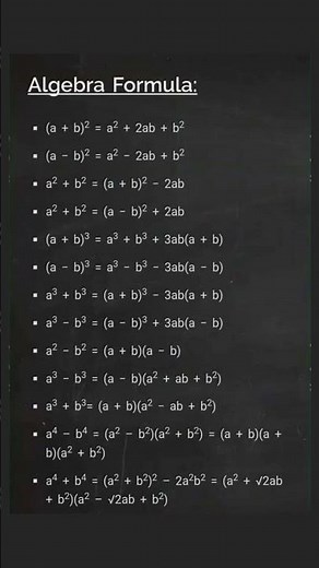Algebra Formulas You Must Know! | Essential Equations for Success | Learn Algebraic Expressions