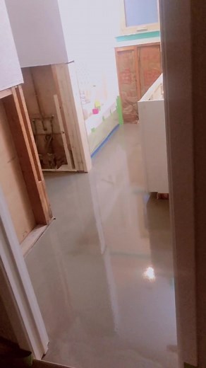 Part 2- Self leveling concrete over tile floor. #PepsiApplePieChallenge #diy #houseremodeling #fyp