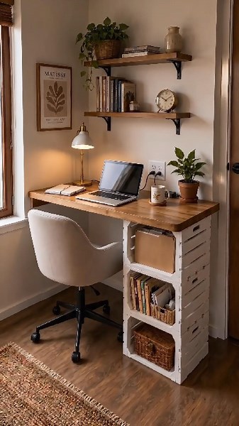 Empty Corner → Cozy DIY Home Office ✨ | Full Transformation