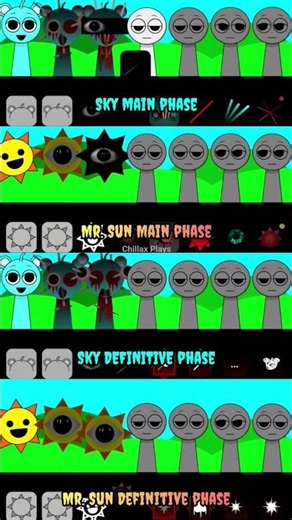 Sprunki Main Phase 1-7 Vs Sprunki Definitive Phase 1-7 Of Sky & Mr. Sun #incredibox #sprunkimod