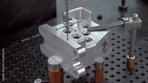 The probe of the coordinate measuring machine (CMM) touch to the detail under researching and introduces data to the computer