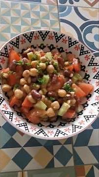 Red bean and chickpea salad, rich in protein and ultra-quick! #recipe