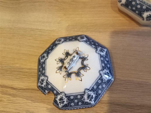 Antique Flow Blue Covered Dish England Soup Tureen F & Son Berkly Burslem Gold Trim - Etsy