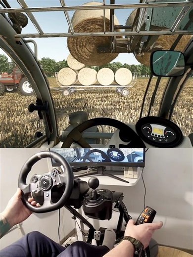Kramer KT 407 telehandler loading bales Thrustmaster Farmstick Steering Wheel #dkgc #kramer #farming