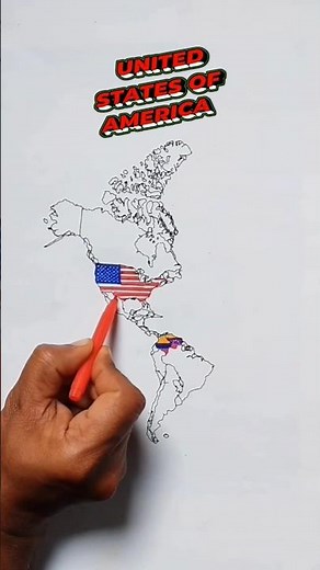 Beautiful ❤ drawing flag🚩 map of United States 🇺🇸 America #northamerica #drawing
