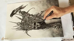 71K views · 3.3K reactions | Hyper fast Timelapse of my 'Latro’ piece! I have three new full tutorial/process/timelapse videos currently being edited for my youtube channel. Be sure to subscribe!! Link in my bio babeeehhssss!! www.youtube.com/user/ChristopherLovellArt | The Art of Christopher Lovell | Facebook