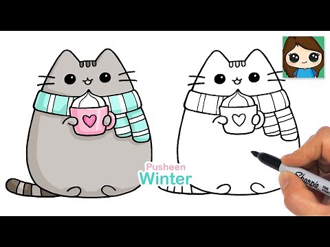 How to Draw Pusheen Winter Holiday Cat
