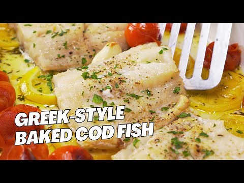 Greek-Style Baked Cod Fish in 20 Minutes. Easy & Tasty Dinner. Greek Food Recipe by Always Yummy!
