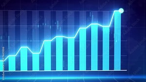 Graph chart financial loop on blue background 4K resolution