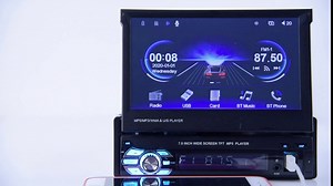 Single Din 7 Inch Car Stereo Radio Compatible with Apple Carplay and Android Auto Mirror Link Bluetooth FM Radio with HD Retractable Touch Screen, Steeling Wheel Control/Backup Camera/Fast Charging