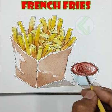 french fries drawing easy #drawing #food #art #shortvideo #sketch #short #watercolor #illustration