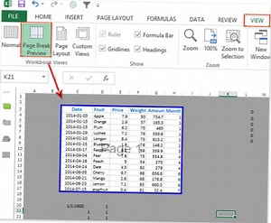 cómo configurar el área de impresión en Excel con línea azul