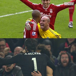 5.7M views · 31K reactions | Kop end ✅ 90th minute ✅ Against Manchester United ✅ Alisson Becker channelling his inner Pepe Reina ❤️ | Liverpool FC | Facebook