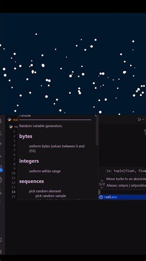 Snowfall Animation with Python Turtle #python #fyp #correctcoding #coding #shorts #oualicode
