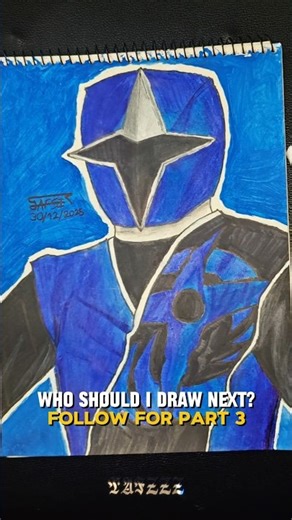 Drawing the blue power ranger ninja steel🔵🔥#drawing#art#powerrangers#shorts