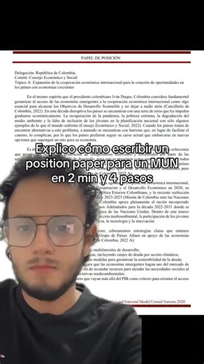 Relaciones Internacionales | Andrés Herrera Esquivel on Instagram: "Explico cómo escribir un position paper para un Modelo de Naciones Unidas en 2 min y 4 pasos #MUNs #modelosdenacionesunidas #ModeloONU #nacionesunidas #onu"