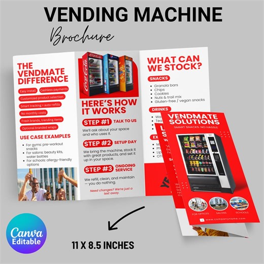 Vending Machine Business Brochure Template, Vending Machine Trifold Brochure,vending Machine Advertisement Canva Template, Business Flyer - Etsy