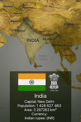 "India Map with All Details | Population, Currency, capital Area & More 🌍🇮🇳"