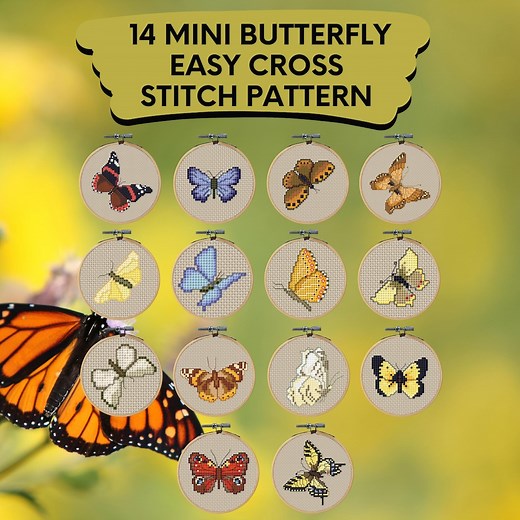14 Mini Tiny Butterfly Cross Stitch Patterns Bundle | Sampler Butterfly Stitch Designs | Mini Cross Stitch Bundle for All Skill Levels - Etsy