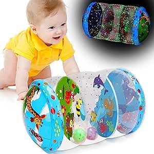 Crawling & Walking Baby Toys 6-12 Months Glowing Jumbo Inflatable Rolling Infant Toy 7 8 9 10 12-18 Month Old Tummy Time Development Light Up Toys for 1 2 Year Old Boy Girl Christmas Birthday Gifts