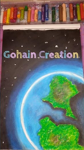 Earth Drawing using Oil Pastels! 🌎✨ #creativeart #art #drawing #oilpastel #painting #artcreation