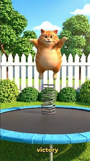 Orange Fat Cat Trampoline Adventure! 🐱🤣 Funny 3D Pixar Animation | USA Backyard Fun