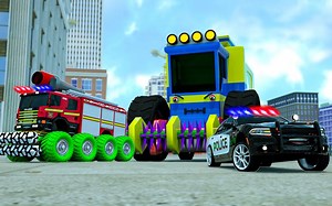 【车轮城市英雄】巨型收割机 VS 警车 |Wheel City Heroes (WCH) 警车卡通