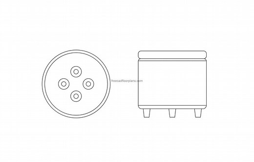 Round Pouf - Free CAD Drawings