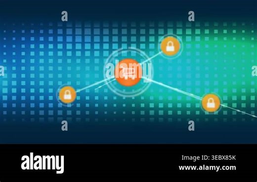 Animation of network of digital icons against glowing gradient square shape pattern design. Global networking and business technology concept Stock Video Footage - Alamy