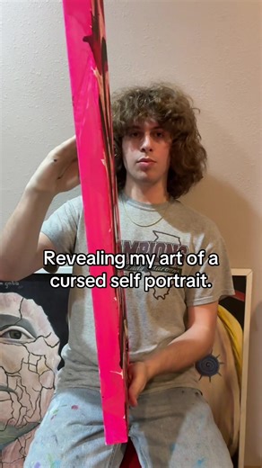 Revealing my art of a cursed self portrait. #dylanreed #arttok #acrylicpainting #selfportrait #abstractart